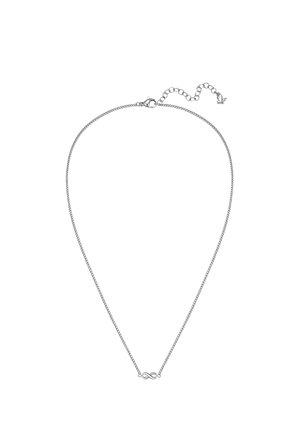 Feine silberne Halskette mit kleinem Unendlichkeitssymbol-Anhänger und verstellbarem Verschluss mit Verlängerungskette.