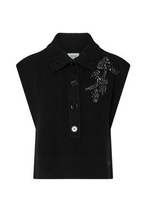 LIU JO, LIU JO WOOL VEST WITH BEJEWELLED EMBROIDERY - Πουλόβερ - black