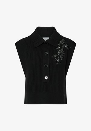 LIU JO, LIU JO WOOL VEST WITH BEJEWELLED EMBROIDERY - Πουλόβερ - black