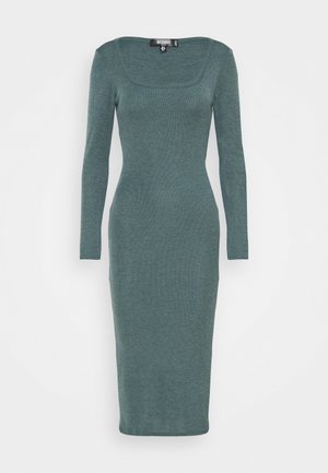 SQUARE NECK SIDE SPLIT MIDI DRESS - Maxi dress - green