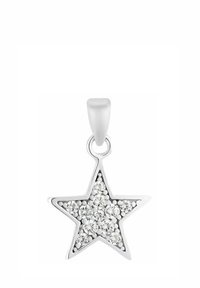 Sterling silver stjärnpendants med en texturerad yta och flera klara kristaller inlagda i stjärnform. Ögla för fäste ingår.