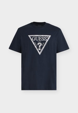Guess, TRIANGLE LEAVES EMBROIDE - T-shirt basique - smart blue