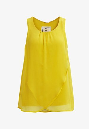 Mouwloze gele blouse met een ronde halslijn en een gelaagde, asymmetrische zoom.