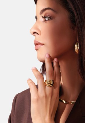 Etrusca Gioielli ITACA HAMMERED SURFACE HOOPS - Oorbellen - yellow gold-coloured