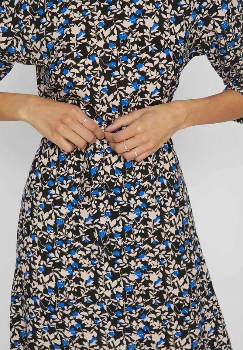 Robe Banana Republic Taille 14 - Soie 100% - Bleu Marron Blanc Fleuri - Fourreau - Occasion