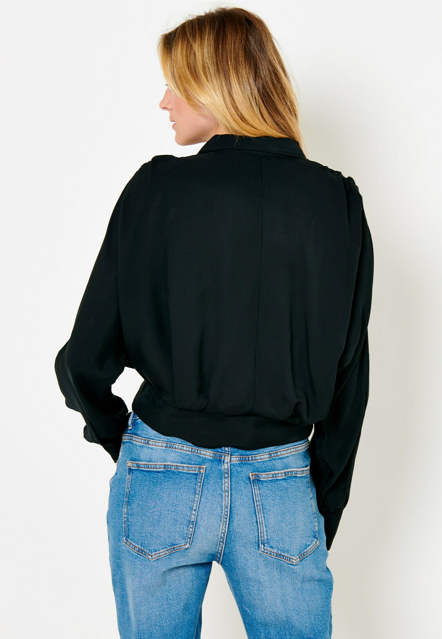 Chemisier épaulettes, broderie et dentelle femme - noir - Taille S – Camaïeu