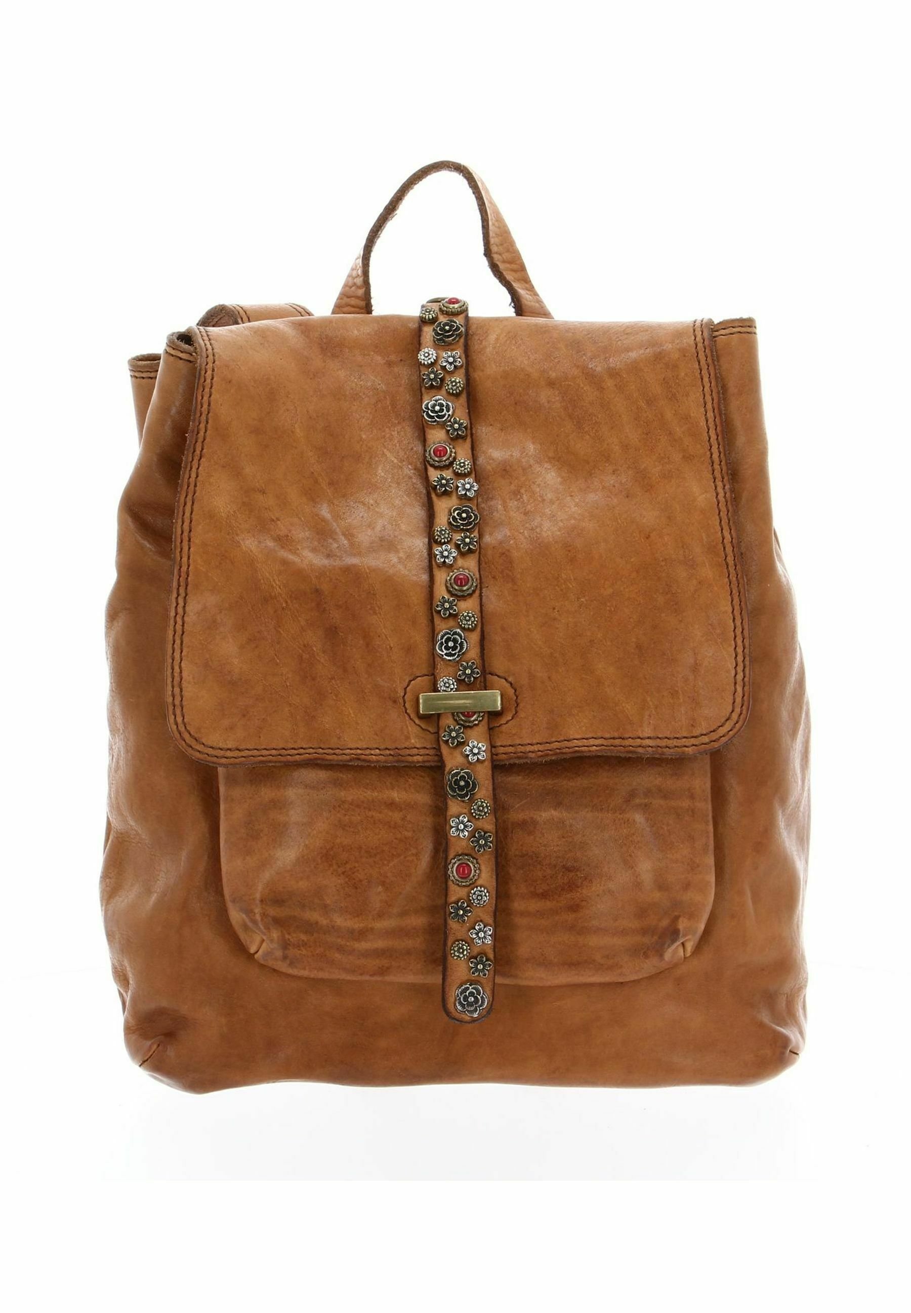 Sac à Dos CAMPOMAGGI Cammello - Cuir De Vache, Marron Clair, Neuf Avec Accessoires