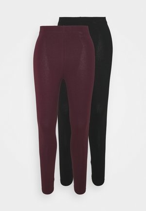 2 PACK - Leggings - Trousers - black/bordeaux