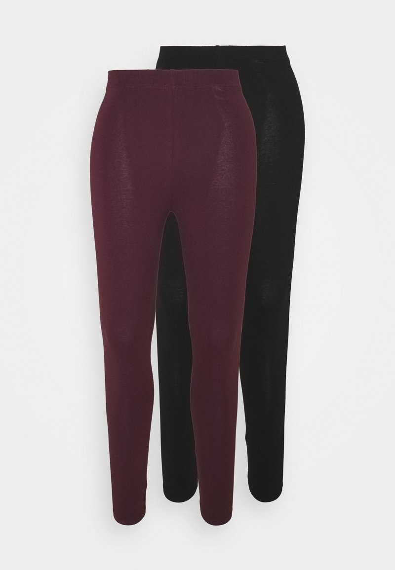 Anna Field 2 PACK - Leggings - Calças - black/bordeaux