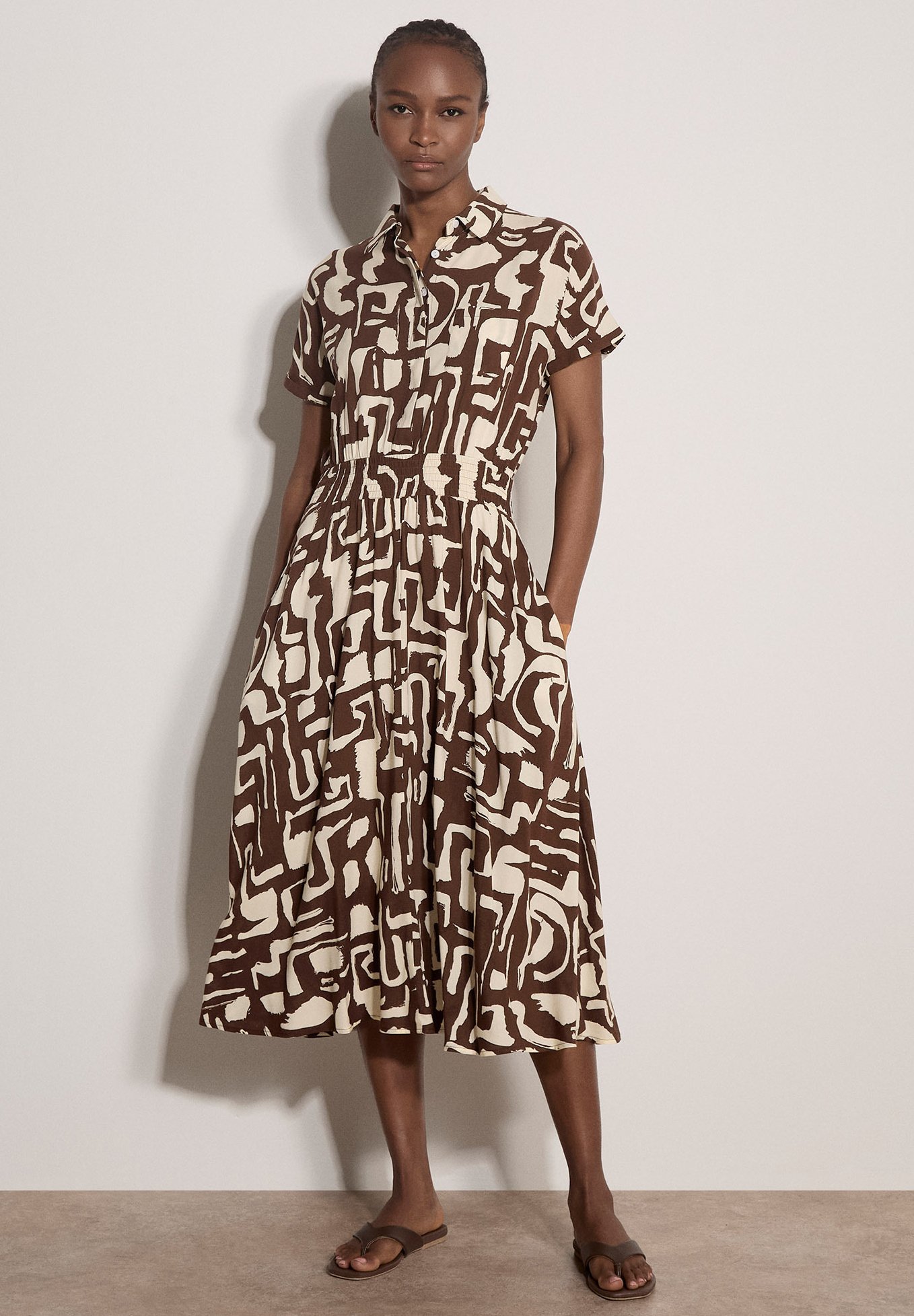 ワンピース CARAMEL GEO dress Apricot APRICOT GEO GRECIAN SHIRT MIDI DRESS - Shirt dress - brown