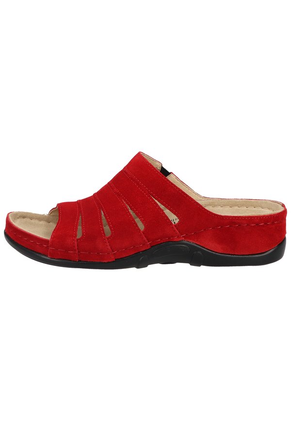 Pantolette flach - rot