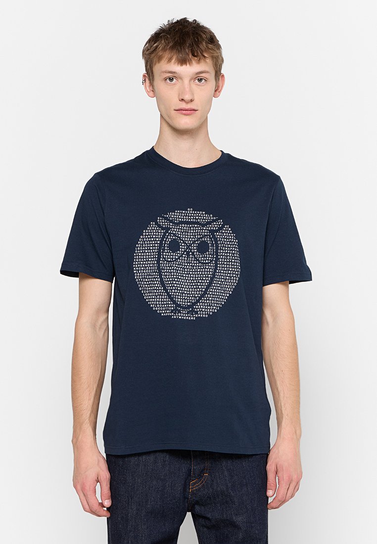KnowledgeCotton Apparel T-shirt print donkerblauw