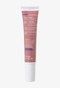 Tub av Korres Bright-Eyed Cushion Cream, rosa förpackning med vita accenter, text på flera språk, 15 mL storlek, slät matt finish.