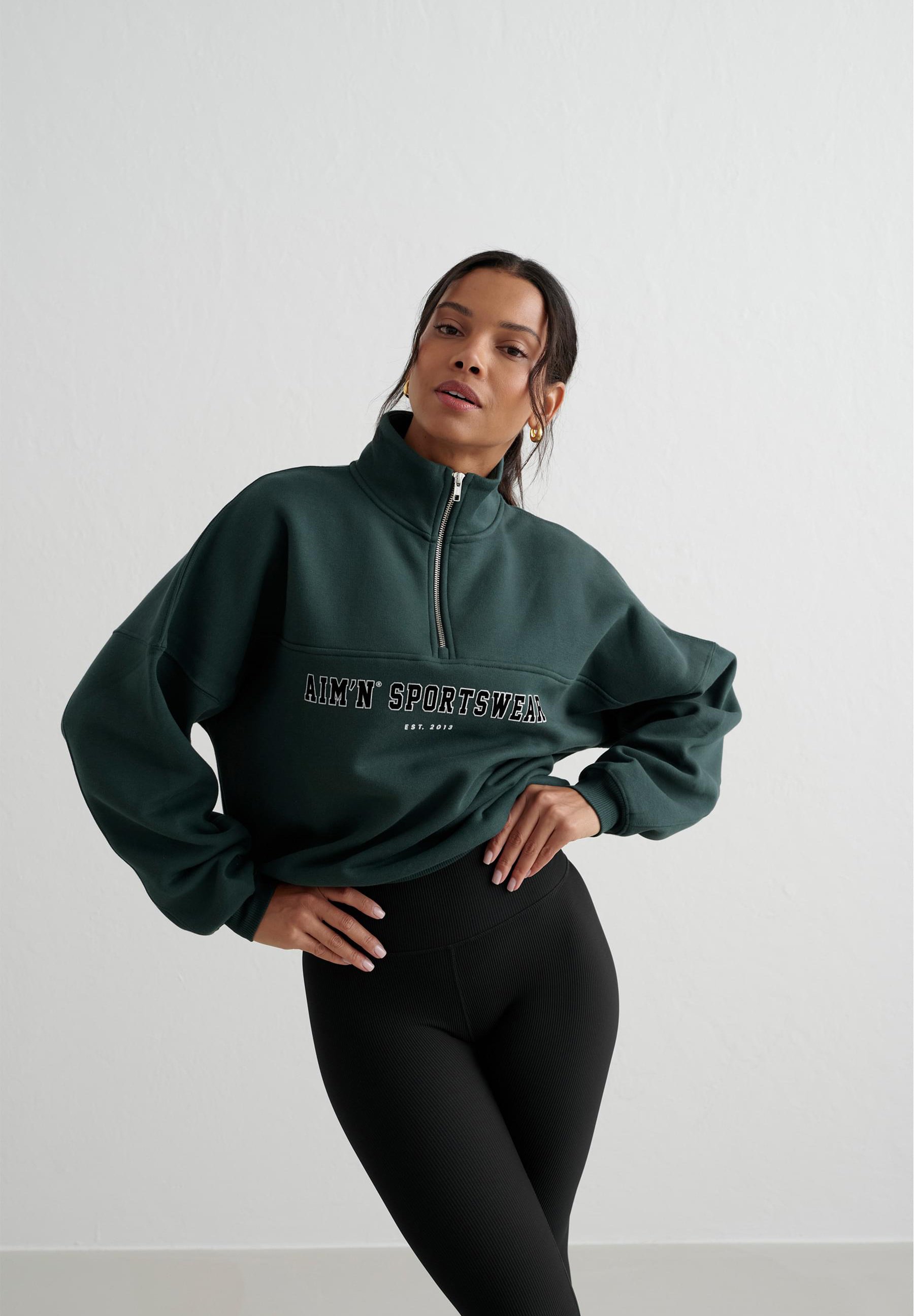 aimn aim'n® VARSITY HALF - Sweatshirt - deep emerald/green - Zalando