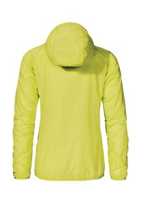 Leichte, kapuzenähnliche Jacke in leuchtendem Limettengrün, mit glatter Textur und elastischen Bündchen für einen perfekten Sitz. Rückendesign ohne sichtbare Nähte.