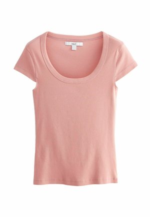 SLIM FIT SCOOP NECK STRETCH SHORT SLEEVE - Základné tričko - pink