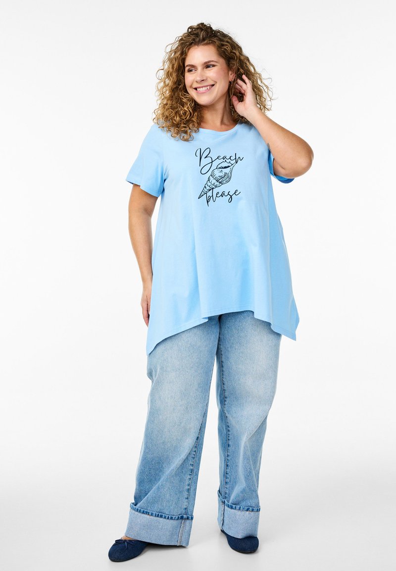 Zizzi T-shirt print lichtblauw