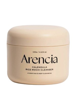Arencia Calendula Rice Mochi Reinigungsbehälter, beige, 120g, beschriftet für feuchtigkeitsspendende und tiefenreinigende Hautpflege.