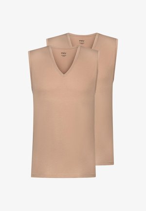 Beiget, hihattomat liivit, joissa V-pääntie, valmistettu teksturoidusta puuvillakankaasta. Sisältää kaksi samanväristä ja -tyylistä kappaletta.