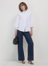 Calliope FRILL BOTTONE GIOIELLO - Button-down blouse - bianco ottico