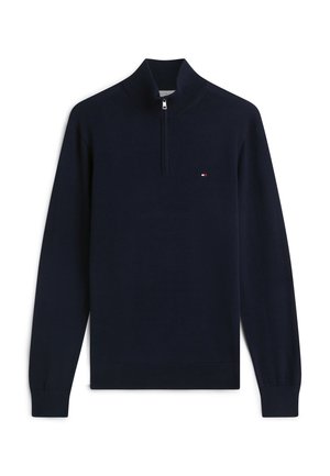Tommy Hilfiger, QUARTER ZIP MOCK NECK - Striktrøje - desert sky