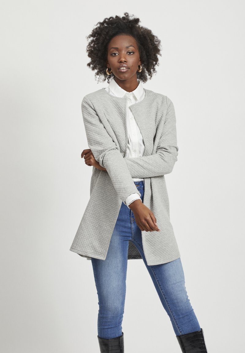 VILA - VINAJA NEW LONG JACKET - Gilet - light grey melange, Agrandir