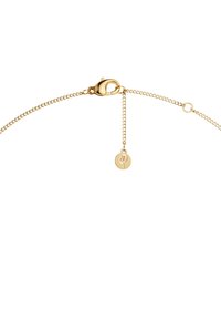 Collar de cadena de oro con cierre de langosta, que cuenta con una delicada cadena ajustable y una etiqueta redonda con un diseño minimalista.