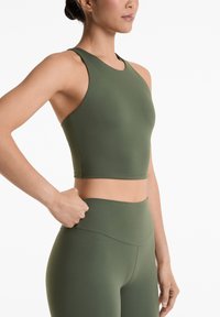 OYSHO COMFORTLUX STRAP WITH CUPS - Felső - mottled dark green