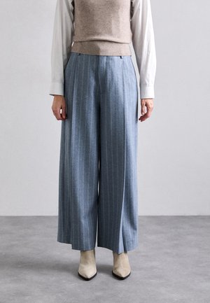 WIDE STRIPED TROUSERS - Bukse - grey blue