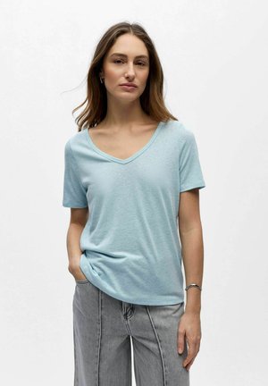 OBJTHEA V-NECK - T-shirts - winter sky