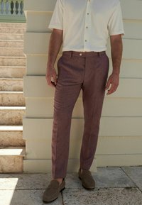Next SLIM FIT LINEN BLEND - Housut - pink