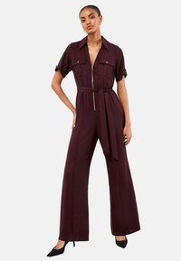REGULAR FIT - SHORT SLEEVE UTILITY   - Tuta jumpsuit - chocolate brown