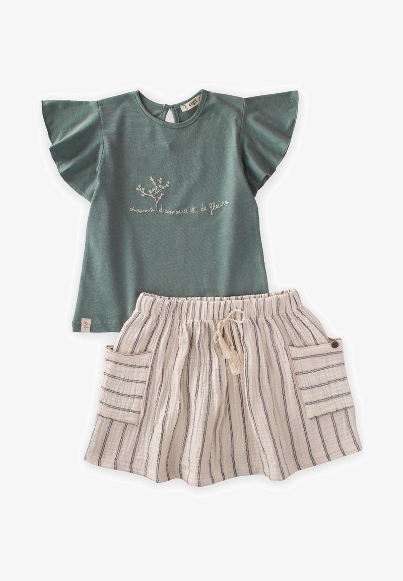 Cigit SET - Majica kratkih rukava s printom - metallic green
