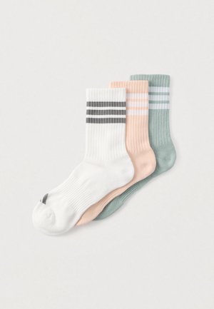 STRIPES CUSHIONED SPORTSWEAR CREW SOCKS 3 PACK UNISEX - Sportinės kojinės - blush pink/white/wonder sage