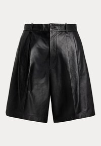 PLEATED LEATHER SHORT - Pantaloni scurți - black
