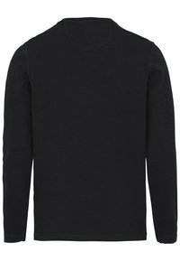 Schwarzes Langarmshirt mit Rundhalsausschnitt. Hergestellt aus einem strukturierten Stoff, zeichnet sich durch ein schlichtes Design ohne sichtbare Logos oder Muster aus.