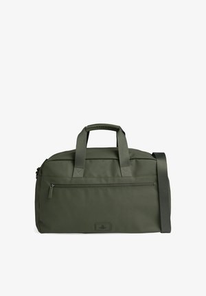 Τσάντα duffel ελιάς με δύο λαβές, αποσπώμενο ιμάντα ώμου και μπροστινή τσέπη με φερμουάρ.