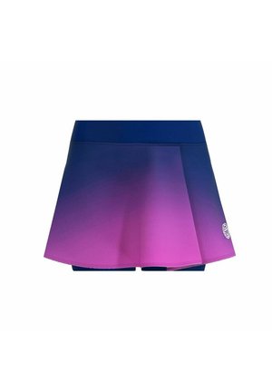 Kvinders atletiske nederdel med påsyede shorts, med en blå til lilla gradient og en lille hvid logo nederst til højre.