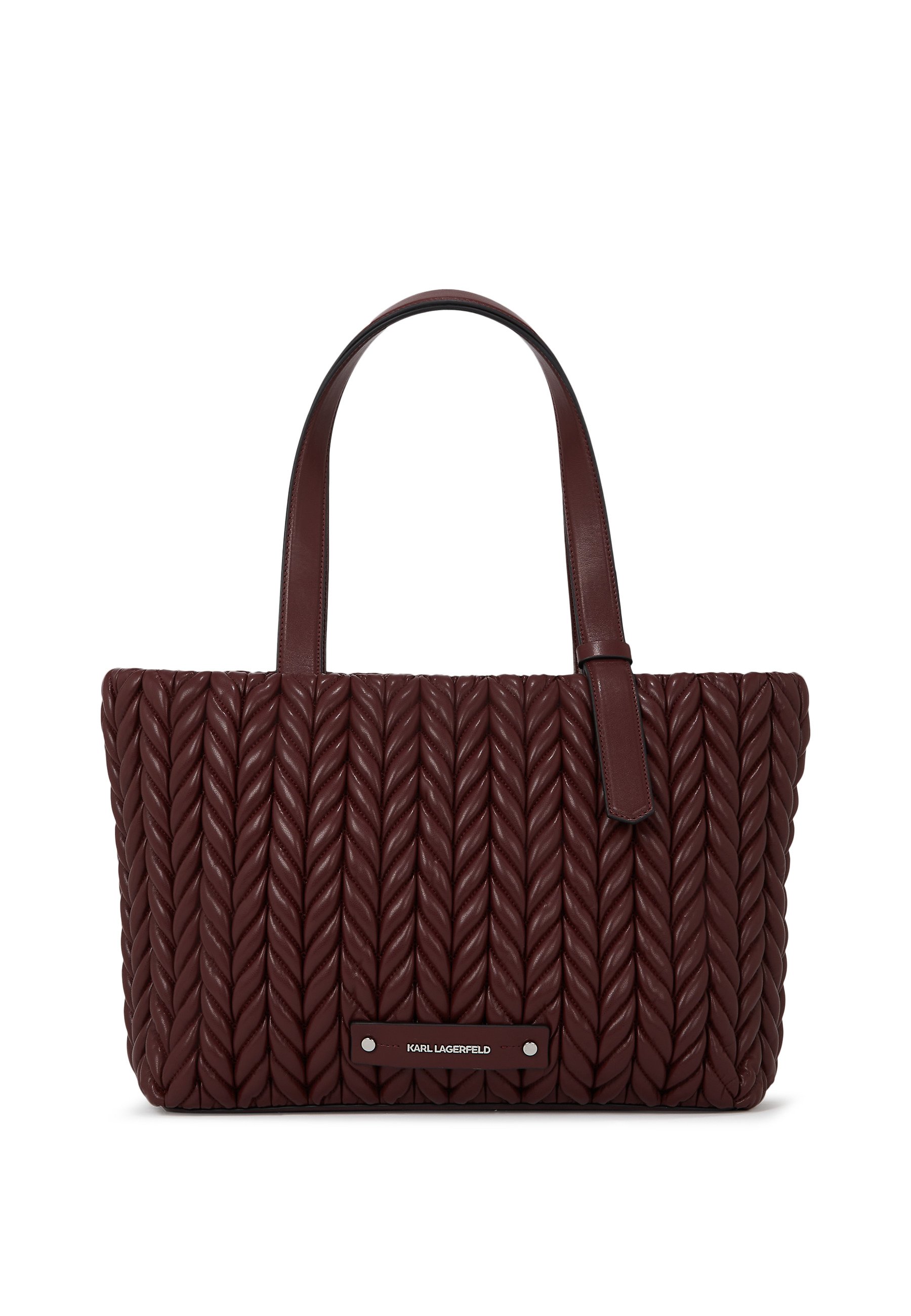 KARL LAGERFELD ブラウンレザー ビジネスバッグ KARL LAGERFELD WEAVE TOTE - Tote bag - windsor burgundy/bordeaux
