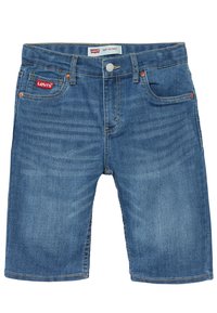 Shorts Levi's 501 Skinny en denim azul medio, con un clásico diseño de cinco bolsillos, cierre de botón de metal y un ligero desvanecimiento.