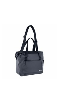 Borsa a tracolla grigia realizzata in tessuto resistente, dotata di doppie maniglie superiori e tracolla staccabile, con tasca frontale con cerniera e dettaglio logo.