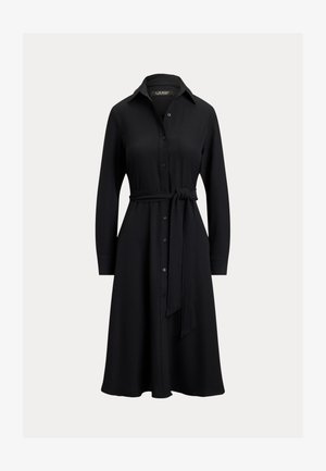 Lauren Ralph Lauren, BELTED DOUBLE FACED GEORGETTE SHIRTDRESS - Φόρεμα πουκάμισο - black