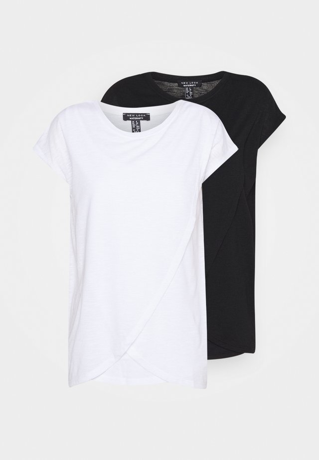 NURSING WRAP TEE 2PACK - Print T-shirt - black/white