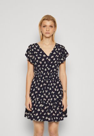 SMOCK MINI DRESS - Freizeitkleid - navy