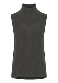 Kätise kaelusega sleeveless turtleneck tumehalli ribikanga. Omab kõrget kaelust ja sirget ääret, pakkudes figuuri järgi tõmbenäit.