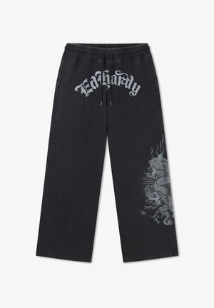 Ed Hardy, MENS GOTHIC FLAMING DRAGON ACID WASH RELAXED JOGGER - Pantalones deportivos - black