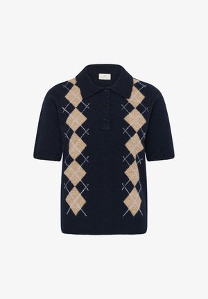 Kaffe, KAOLIVE ARGYLE - Poloshirt - midnight beige argyle