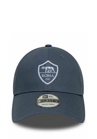 Marineblaues Baseballcap aus Stoff mit einem weißen gestickten Wappenlogo, auf dem "ROMA" und "1927" steht. Verstellbarer Riemen auf der Rückseite.