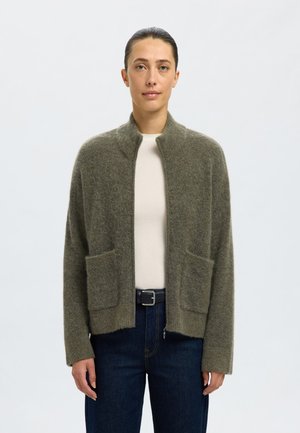 Selected Femme SLFSIA ZIPPER CARDIGAN  - Ζακέτα - khaki