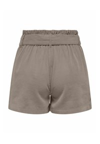 Bruine katoen shorts met een elastische tailleband, voorzien van een geplooid ontwerp bij de taille en een gladde textuur, korte lengte.